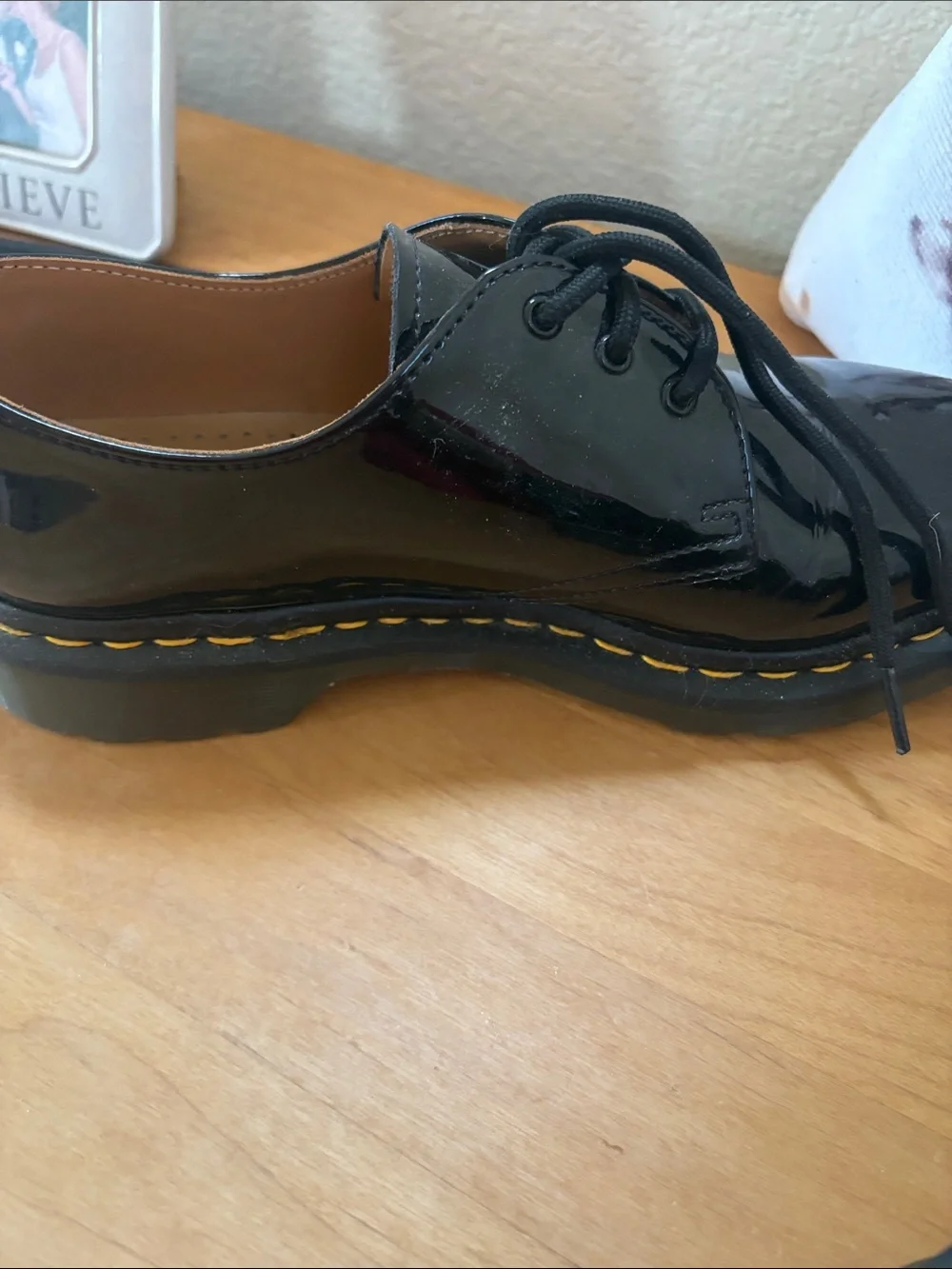 Dr. Martens Black Patent Platform Lace-Up Shoes